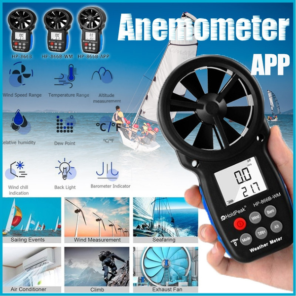 Digital Anemometer Handheld HP866B Series Wind Speed Meter Gauge, Pro