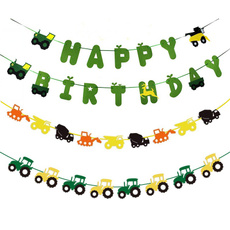 decoration, Garland, excavator, tractorbanner