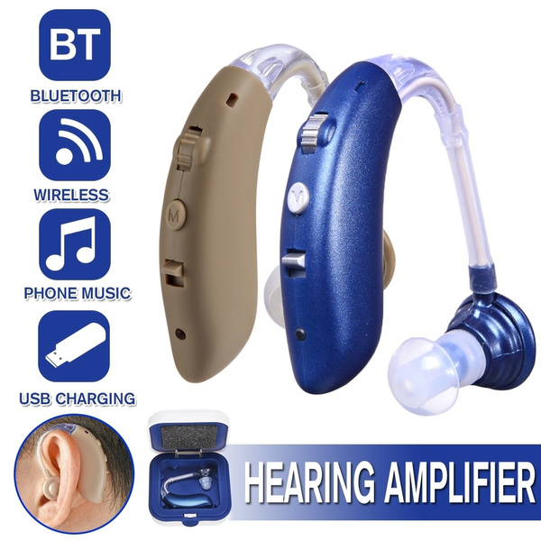 Bluetooth hearing aid，Personal Hearing Enhancement Sound Wireless Invisible Deaf Hearing Instrument Cyclic Charging with Detachable USB sub Headphone 