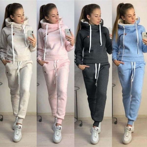 Plus Size Tracksuit Women Clothing Pant Suit Long Sleeve Hooded