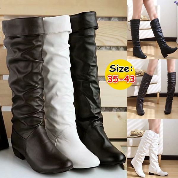 low heel womens knee high boots