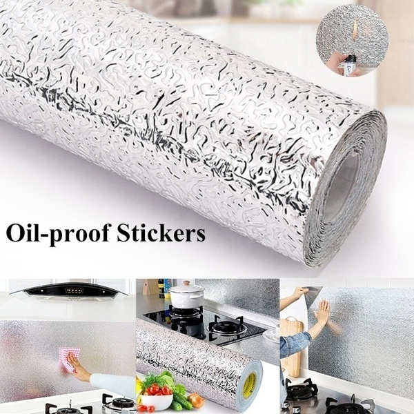 Waterproof Oil Proof Aluminum Foil Self Adhesive Wall Sticker DIY Kitchen Decor