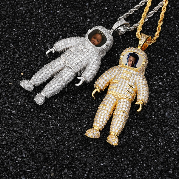 Iced out astronaut deals pendant