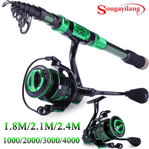 Sougayilang Spinning Fishing Rod Reel Combos Telescopic 1.8m-2.4m Sea  Fishing Rod and 1000-4000 Spinning Fishing Reel for Saltwater and  Freshwater