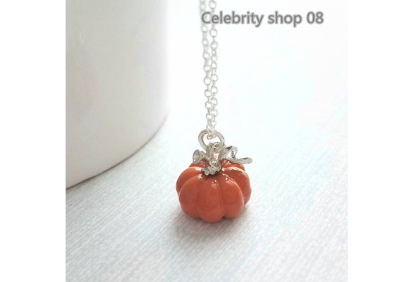 Fall Lover Silver Bar Necklace Fall Harvest Autumn Necklace Pumpkin Bar Necklace Halloween Necklace.