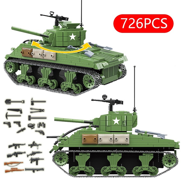 Details about   Tank Building Blocks WW2 Military US Sherman M4A1 Bricks 726PCS Children Toys