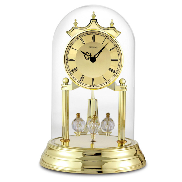 Bulova Clocks Tristan Oval Dome Clock with Metal Base and Brass Finish