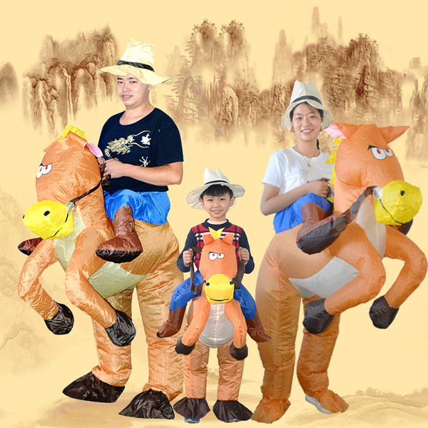 Christmas Inflatable Cowboy Dinosaur Costume Ride on Horse Fancy Party