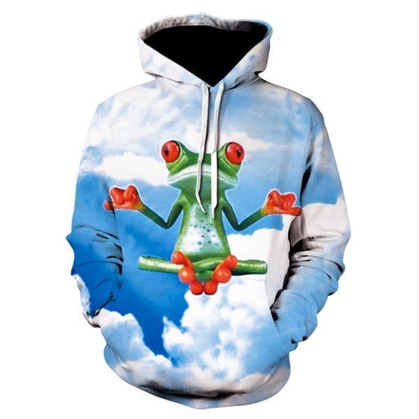 Fashion men s women s 3D sweatshirt print frog hoodie men and