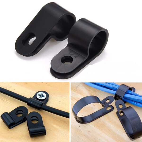 Fasteners for Cable & Tubing Black High Quality Black  Nylon Plastic P Clips 