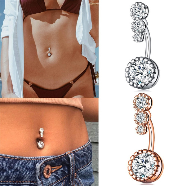 Surgical Steel Crystal Navel Piercings Belly Button Ring Women Sexy Body  Jewelry