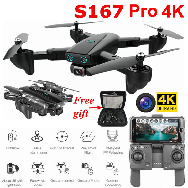present paralysis Dexterity 2020 Upgrade GPS DRONE S167 Pro 4K Camera Drones with Long Flight Time RC  Drone Full FPV Wide-Angle Camera + 360° Rotation + V-Sign + Gesture Video +  Real-Time Transmission + Long