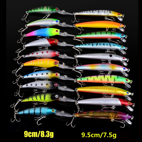 20pcs Mixed 2 Models 3D Eyes Fishing Lure Bait Set Kit Wobblers
