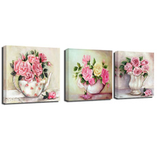 pink, pinkflowerpaintingoncanva, Flowers, weddingroomdecal