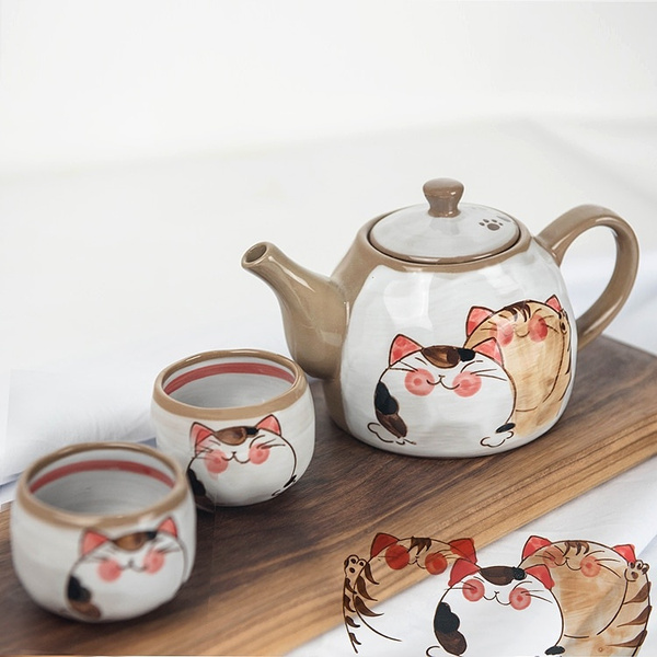 Japanese Cute Cat Tea Pot and Cup