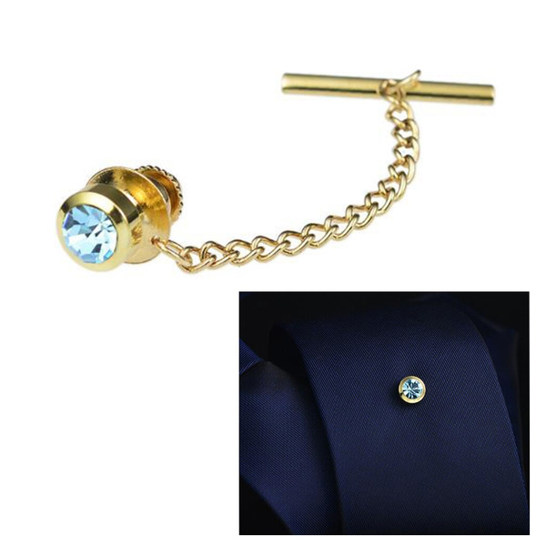 New Multicolor Crystal Tie Tack Fashion Gold Metal Tie Pin Necktie Clasp  for Men Wedding Shirt Jewelry