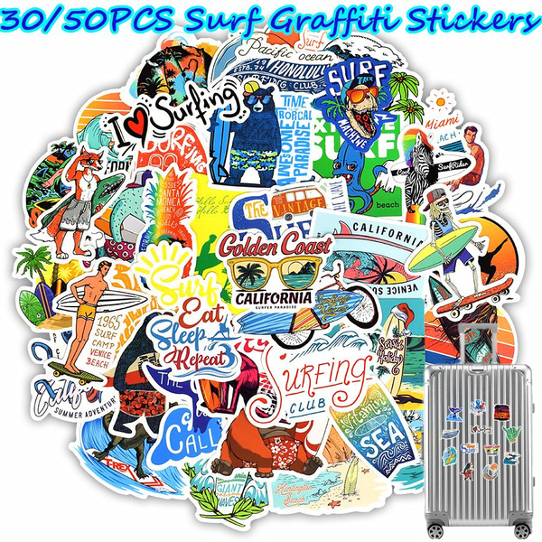 Outdoor Surf Stickers Extreme Sport Ski Waterproof Stickers DIY Laptop Surfboard Car Skateboard Stickers Doodle 50Pcs 