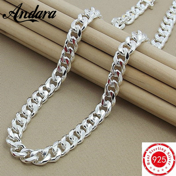 High Quality 10mm 24 50cm 60cm Men Necklace 925 Sterling Silver Link Chain Necklace For Male Jewelry Party Gift Wish