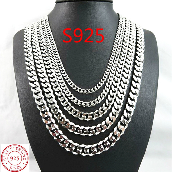 6 mm. Sterling Silver Bead Necklace 16 in.