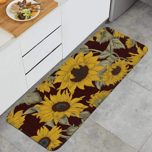 Ornament Sunflowers Floor Runner Rugs Long Kitchen Mat Kitchen