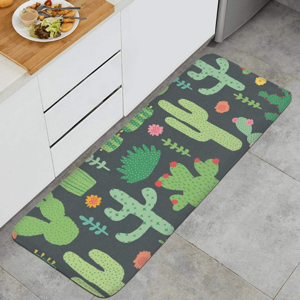 Colourful Cactus Floor Runner Rugs Long Kitchen Mat Kitchen Carpet Non Slip Window Room Outdoor Mats Kitchen Rug 15 7x47 Inch Extrance Mat Wish