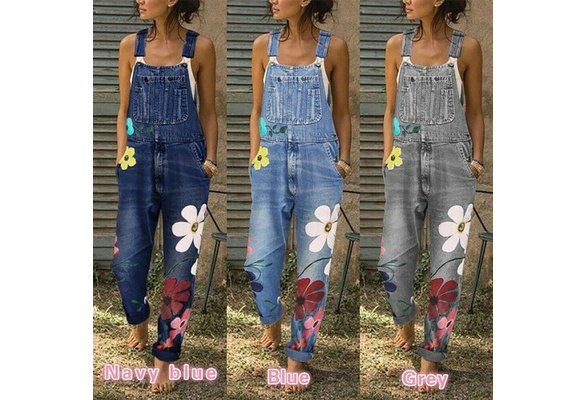 Flowery denim dungarees Clearance