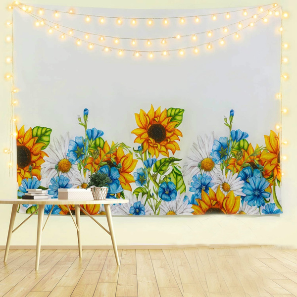 Sunflower Wall Hanging Yellow Flower Plant Printed Tapestry Outdoor Indoor Room Decor Home Art Wish - Outdoor Wall Decor Sunflower