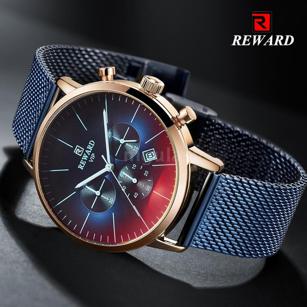 Amazon.com: REWARD Luxury Mens Watches Fashion Casual Stainless Steel  Analog Quartz Watch Waterproof Chronograph Luminous Business Wrist Watch  for Men Black : Clothing, Shoes & Jewelry