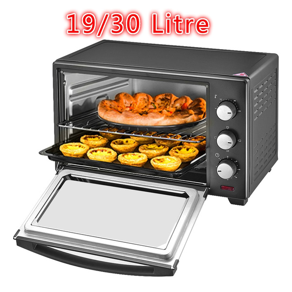 Panana Black 30L 1600w Mini Oven Table Top Grill Wire Rack Baking 