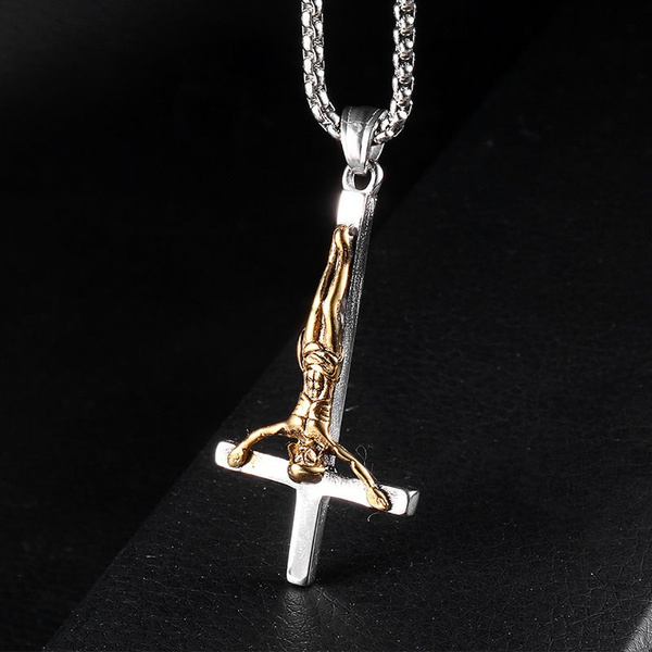 Inverted store crucifix necklace