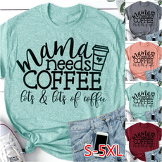 Coffee, Plus Size, letter print, Tops