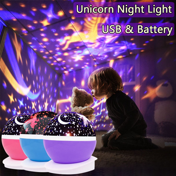 Night Lights For Boys Star & Moon Starlight Projector Bedside Lamp Baby Room Kid 