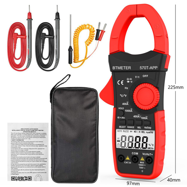 570T APP Digital Clamp Meter,Multimeter with Backlit Continuity,Auto ...