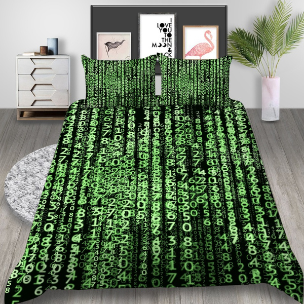 Green Arabic Numerals Pattern 3d Blue Bedding Set King Size Hot Comfortable Quilt Duvet Cover Queen Wish Green Arabic Numerals Pattern 3d Blue, Blue Bedding Sets King Size