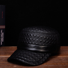 Adjustable, winter cap, genuine leather, winter fashion