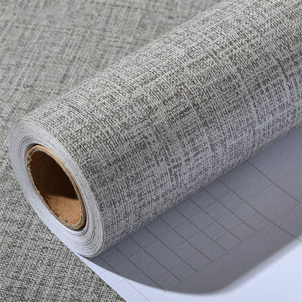 PVC Linen Vinyl Contact Paper for Kitchen Cabinets Self-adhesive Wallpaper  for Bedroom Decoration Living Room Wall Paper