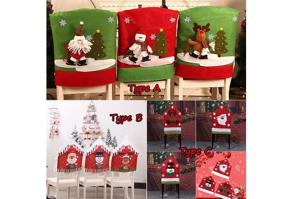 A Christmas Santa Hat Dining Chair Back Covers Party Xmas Kitchen Living Room Bedroom Table Decoration Wenini Christmas Snowman Chair Cover