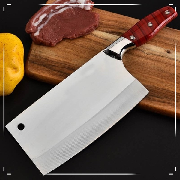 8 Inch Steel Kitchen Knives Meat Vegetable Cutter Janpanese Sharp Blade  Color Wood Handle Household Gifts Slicing knife Cleaver Knife Cooking Tool