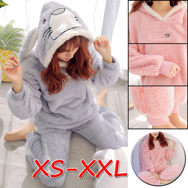 Winter Thick Warm Flannel Pajamas Sets For Women Sleepwear Home
