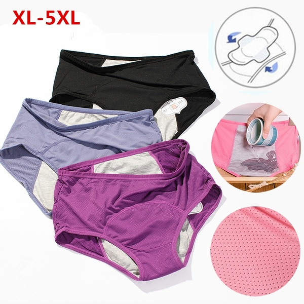 Leak Proof Menstrual Period Panties Women Underwear Physiological Pants  Cotton Health Seamless Briefs High Waist Warm Female （Size: XL-5XL）