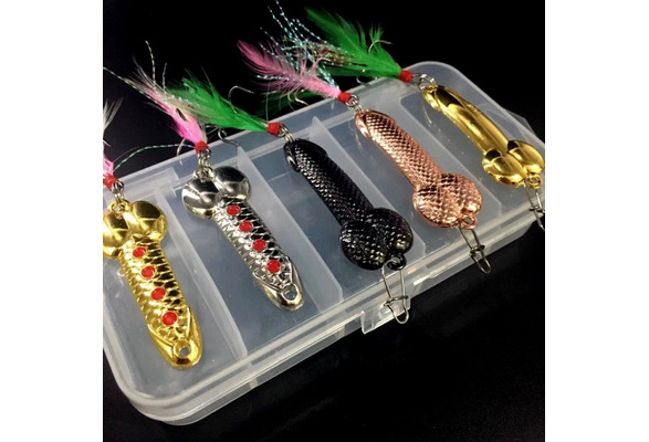 5Pcs/Box Metal Spoon Fishing Lures Crankbait Bait Lure Funny Gag Gift