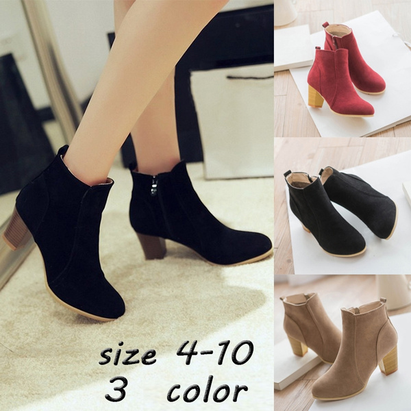 2019 New Autumn Winter Boots High Heels Bushes Feminine Female Quentes Booties Femme Plush and Warm