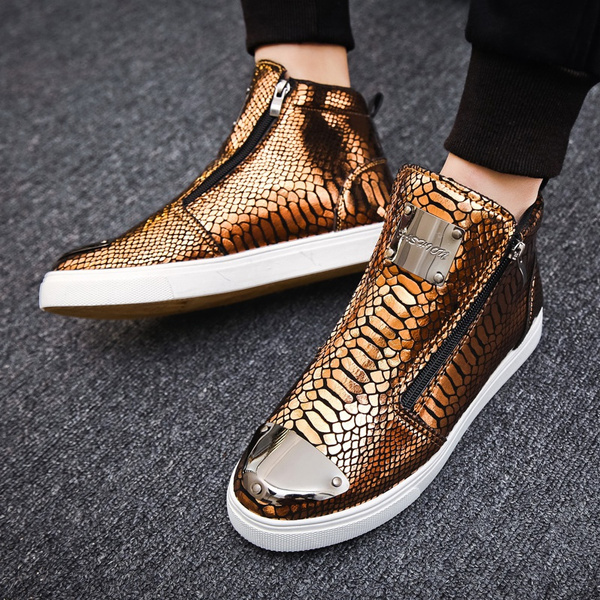 high top snakeskin sneakers