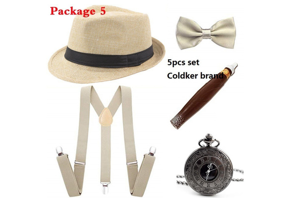 1920s Mens Gatsby Gangster Accessory for Party Costume Accessories Set  Party Accessories for Halloween Cosplay Men Fashion Hat Flapper Combo Party  Accessories