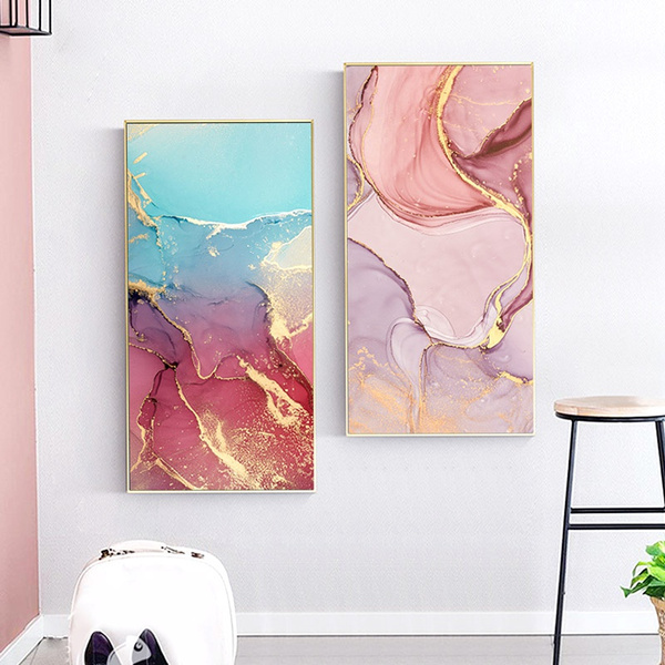 Fluid Art Canvas Wall Art Poster Nordic Abstract pink Marble Texture Print  Painting Decorative Picture Modern Home Office Room Decor  Wish
