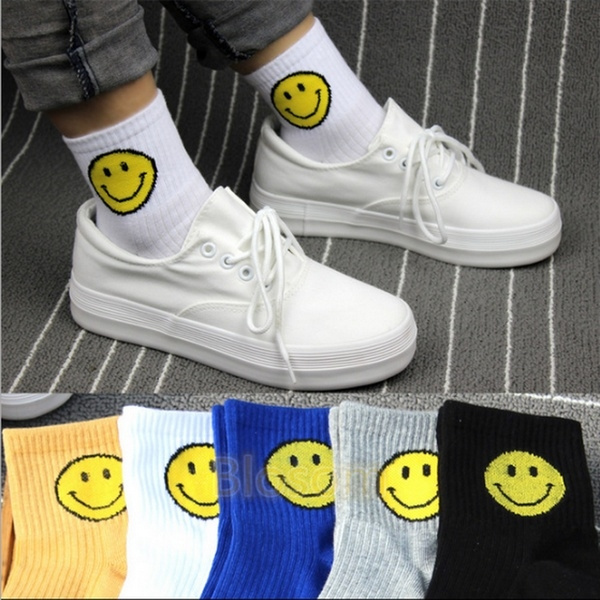 New Arrival Smile Face Tube Socks Stripes Harajuku Student School Socks ...