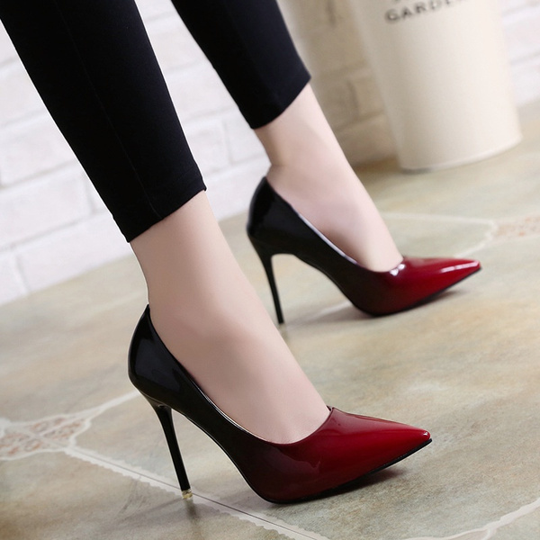 wine red court shoes