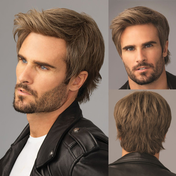 Wig for Men Light Brown Fashion Hair Toupee Light Brown Haircut Pixiecut  Wigs Cosplay Daily Hair Wig for Man | Wish