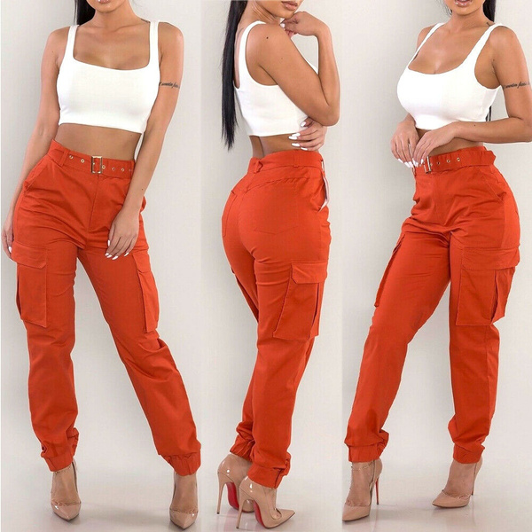 Baggy Jeans,Women Straight Fit High-Rise Cargo Trousers