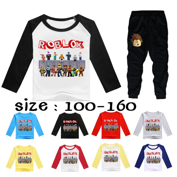 New Roblox Game Children's Shirt + Pants Kids Cartoon Long Sleeve Suit Boy  and Girl Keep Warm 100-160